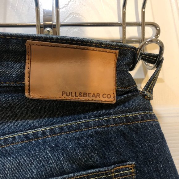 Pull&Bear Co. Men's Slim Fit 5 Pocket Whiskered Denim Jeans Blue Size 34 - Picture 7 of 7